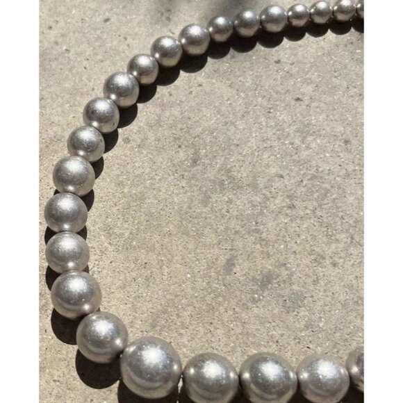 Vintage Silver Graduated Large Round Bead Women’s Necklace Sz 29” - Picture 7 of 13